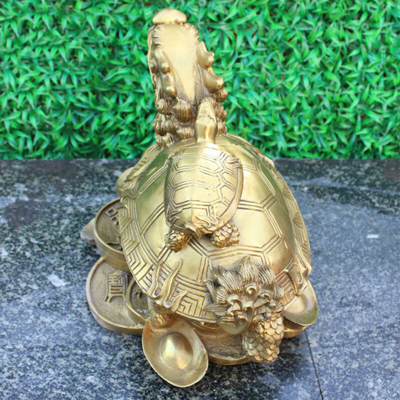 銅龍龜擺件 黃背小龜龍龜家居飾品，開業與工藝禮品的完美融合